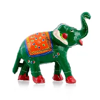 Rajasthani Art Shop Mache Handmade Elephant Showpiece Figurine Set of 1 for Living Room Home D?cor and Gift Purpose (Green)-thumb2