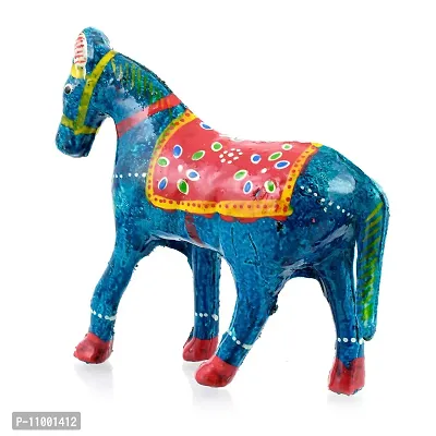 Rajasthani Art Shop Mache Handmade Horse Tableware Antique Showpiece Figurine Set of 3 for Living Room Home D?cor and Gift Purpose (Sky Blue)-thumb4