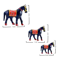 Rajasthani Art Shop Mache Handmade Horse Tableware Antique Showpiece Figurine Set of 3 for Living Room Home D?cor and Gift Purpose ( Blue)-thumb1