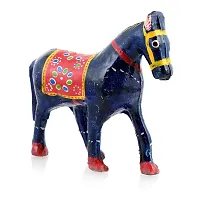 Rajasthani Art Shop Mache Handmade Horse Tableware Antique Showpiece Figurine Set of 3 for Living Room Home D?cor and Gift Purpose ( Blue)-thumb2