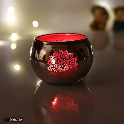 Yalambar Tealight Candle Holder Mosaic Glass Design - Ideal for Diwali Decorations Items Home Diwali Gifts (Pack of 1)-thumb0