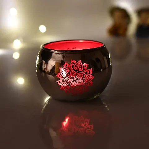 Yalambar Tealight Candle Holder Mosaic Glass Design - Ideal for Diwali Decorations Items Home Diwali Gifts (Pack of 1)