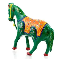 Rajasthani Art Shop Mache Handmade Horse Tableware Antique Showpiece Figurine Set of 1 for Living Room Home D?cor and Gift Purpose (Green)-thumb3