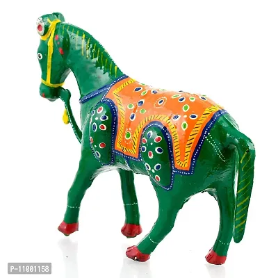 Rajasthani Art Shop Mache Handmade Horse Tableware Antique Showpiece Figurine Set of 1 for Living Room Home D?cor and Gift Purpose (Green)-thumb4