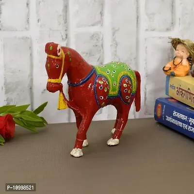 Rajasthani Art Shop Mache Handmade Horse Tableware Antique Showpiece Figurine Set of 1 for Living Room Home D?cor and Gift Purpose (Red)