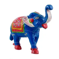 Rajasthani Art Shop Mache Handmade Elephant Showpiece Figurine Set of 1 for Living Room Home D?cor and Gift Purpose (Sky Blue)-thumb2