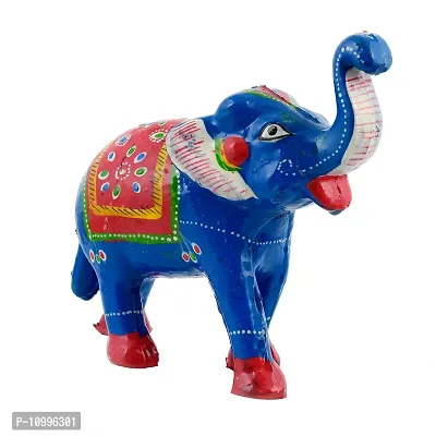 Rajasthani Art Shop Mache Handmade Elephant Showpiece Figurine Set of 1 for Living Room Home D?cor and Gift Purpose (Sky Blue)-thumb3