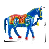 Rajasthani Art Shop Mache Handmade Horse Tableware Antique Showpiece Figurine Set of 1 for Living Room Home D?cor and Gift Purpose (Sky Blue)-thumb4