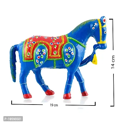 Rajasthani Art Shop Mache Handmade Horse Tableware Antique Showpiece Figurine Set of 1 for Living Room Home D?cor and Gift Purpose (Sky Blue)-thumb5