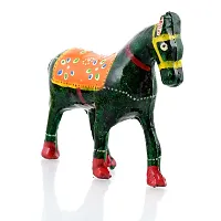 Rajasthani Art Shop Mache Handmade Horse Tableware Antique Showpiece Figurine Set of 3 for Living Room Home D?cor and Gift Purpose ( Green)-thumb2