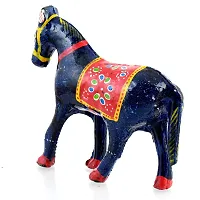 Rajasthani Art Shop Mache Handmade Horse Tableware Antique Showpiece Figurine Set of 3 for Living Room Home D?cor and Gift Purpose ( Blue)-thumb3