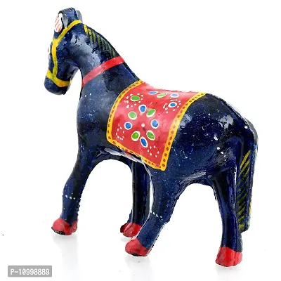 Rajasthani Art Shop Mache Handmade Horse Tableware Antique Showpiece Figurine Set of 3 for Living Room Home D?cor and Gift Purpose ( Blue)-thumb4