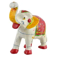 Rajasthani Art Shop Mache Handmade Elephant Showpiece Figurine Set of 1 for Living Room Home D?cor and Gift Purpose (White)-thumb2