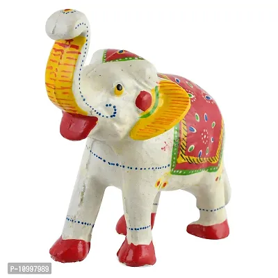 Rajasthani Art Shop Mache Handmade Elephant Showpiece Figurine Set of 1 for Living Room Home D?cor and Gift Purpose (White)-thumb3