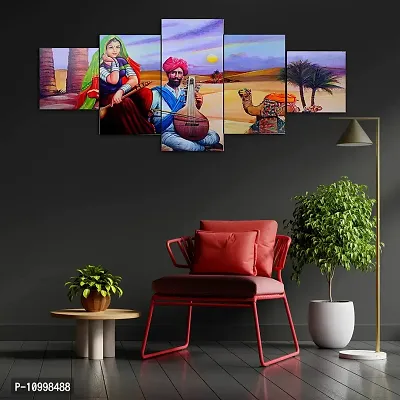 Yalambar Abstract Rajasthani Painting for Living Room - Set Of 5,3d Scenery and Wall Decoration Large Size with Frames for Wall Decor and Home Decoration, Hotel,Office ( 75 CM X 43 CM,Multicolor)TL2