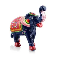 Rajasthani Art Shop Mache Handmade Elephant Showpiece Figurine Set of 1 for Living Room Home D?cor and Gift Purpose (Blue)-thumb1