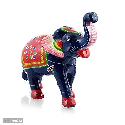 Rajasthani Art Shop Mache Handmade Elephant Showpiece Figurine Set of 1 for Living Room Home D?cor and Gift Purpose (Blue)-thumb2