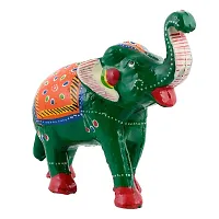 Rajasthani Art Shop Mache Handmade Elephant Showpiece Figurine Set of 1 for Living Room Home D?cor and Gift Purpose (Green)-thumb3