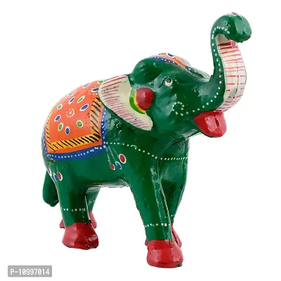 Rajasthani Art Shop Mache Handmade Elephant Showpiece Figurine Set of 1 for Living Room Home D?cor and Gift Purpose (Green)-thumb4