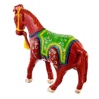 Rajasthani Art Shop Mache Handmade Horse Tableware Antique Showpiece Figurine Set of 1 for Living Room Home D?cor and Gift Purpose (Red)-thumb2