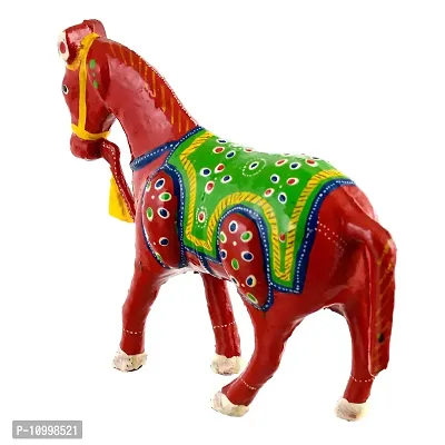 Rajasthani Art Shop Mache Handmade Horse Tableware Antique Showpiece Figurine Set of 1 for Living Room Home D?cor and Gift Purpose (Red)-thumb3