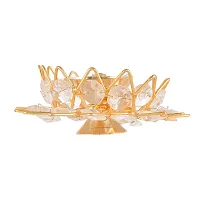 Yalambar Crystal Round Brass Small Kamal Deep Jyoti Oil Lamp (Golden)-thumb3