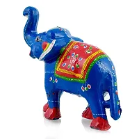 Rajasthani Art Shop Mache Handmade Elephant Showpiece Figurine Set of 1 for Living Room Home D?cor and Gift Purpose (Sky Blue)-thumb3