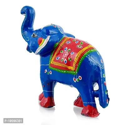 Rajasthani Art Shop Mache Handmade Elephant Showpiece Figurine Set of 1 for Living Room Home D?cor and Gift Purpose (Sky Blue)-thumb4