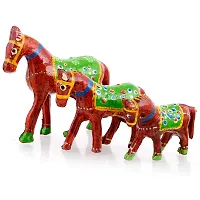 Rajasthani Art Shop Mache Handmade Horse Tableware Antique Showpiece Figurine Set of 3 for Living Room Home D?cor and Gift Purpose (RED)-thumb4