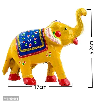 Rajasthani Art Shop Mache Handmade Elephant Showpiece Figurine Set of 1 for Living Room Home D?cor and Gift Purpose (Yellow)-thumb5