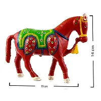 Rajasthani Art Shop Mache Handmade Horse Tableware Antique Showpiece Figurine Set of 1 for Living Room Home D?cor and Gift Purpose (Red)-thumb3