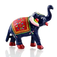 Rajasthani Art Shop Mache Handmade Elephant Showpiece Figurine Set of 1 for Living Room Home D?cor and Gift Purpose (Blue)-thumb2