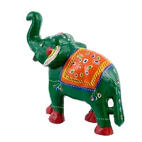 Rajasthani Art Shop Mache Handmade Elephant Showpiece Figurine Set of 1 for Living Room Home D?cor and Gift Purpose (Green)-thumb4