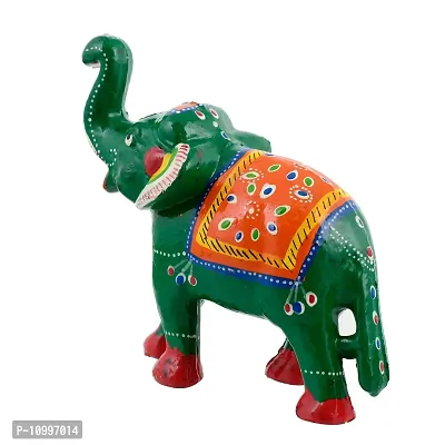 Rajasthani Art Shop Mache Handmade Elephant Showpiece Figurine Set of 1 for Living Room Home D?cor and Gift Purpose (Green)-thumb5