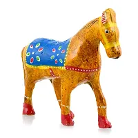 Rajasthani Art Shop Mache Handmade Horse Tableware Antique Showpiece Figurine Set of 3 for Living Room Home D?cor and Gift Purpose (Gold)-thumb3