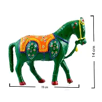 Rajasthani Art Shop Mache Handmade Horse Tableware Antique Showpiece Figurine Set of 1 for Living Room Home D?cor and Gift Purpose (Green)-thumb4