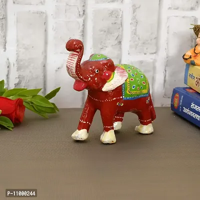 Rajasthani Art Shop Mache Handmade Elephant Showpiece Figurine Set of 1 for Living Room Home D?cor and Gift Purpose (Red)