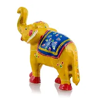 Rajasthani Art Shop Mache Handmade Elephant Showpiece Figurine Set of 1 for Living Room Home D?cor and Gift Purpose (Yellow)-thumb3