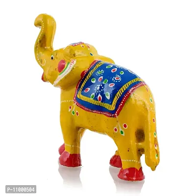 Rajasthani Art Shop Mache Handmade Elephant Showpiece Figurine Set of 1 for Living Room Home D?cor and Gift Purpose (Yellow)-thumb4