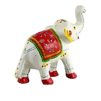 Rajasthani Art Shop Mache Handmade Elephant Showpiece Figurine Set of 1 for Living Room Home D?cor and Gift Purpose (White)-thumb3