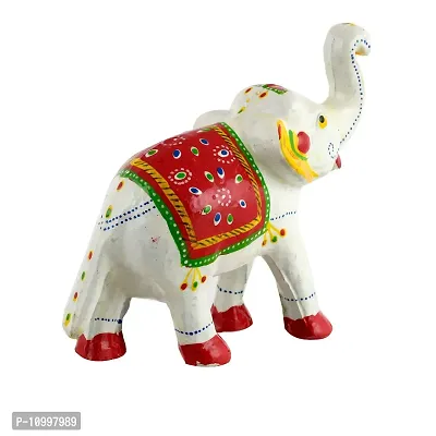 Rajasthani Art Shop Mache Handmade Elephant Showpiece Figurine Set of 1 for Living Room Home D?cor and Gift Purpose (White)-thumb4