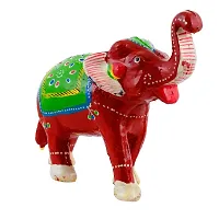 Rajasthani Art Shop Mache Handmade Elephant Showpiece Figurine Set of 1 for Living Room Home D?cor and Gift Purpose (Red)-thumb2