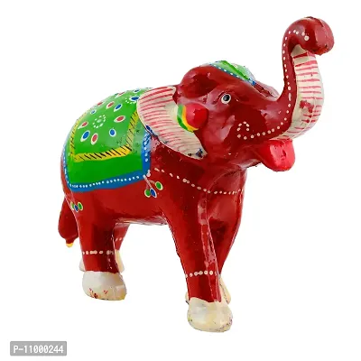 Rajasthani Art Shop Mache Handmade Elephant Showpiece Figurine Set of 1 for Living Room Home D?cor and Gift Purpose (Red)-thumb3