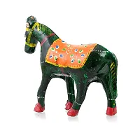 Rajasthani Art Shop Mache Handmade Horse Tableware Antique Showpiece Figurine Set of 3 for Living Room Home D?cor and Gift Purpose ( Green)-thumb3