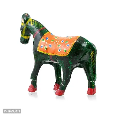 Rajasthani Art Shop Mache Handmade Horse Tableware Antique Showpiece Figurine Set of 3 for Living Room Home D?cor and Gift Purpose ( Green)-thumb4