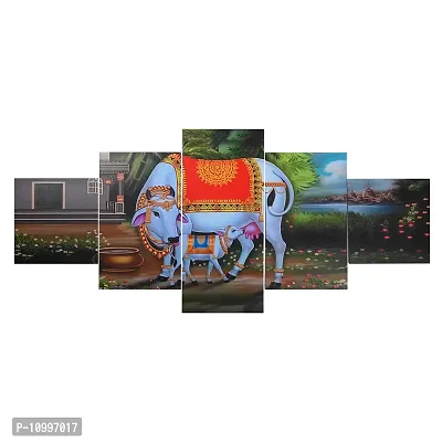 Yalambar Set of Five Cow Wall Painting for home decor items for living room and Home Decoration, Hotel, Office, wall d?cor( 75 CM X 43 CM,Multicolor)C1-thumb2