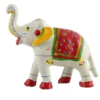 Rajasthani Art Shop Mache Handmade Elephant Showpiece Figurine Set of 1 for Living Room Home D?cor and Gift Purpose (White)-thumb1