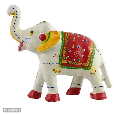 Rajasthani Art Shop Mache Handmade Elephant Showpiece Figurine Set of 1 for Living Room Home D?cor and Gift Purpose (White)-thumb2