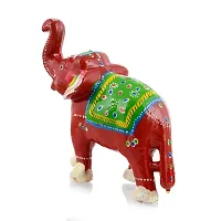 Rajasthani Art Shop Mache Handmade Elephant Showpiece Figurine Set of 1 for Living Room Home D?cor and Gift Purpose (Red)-thumb3