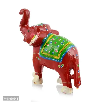 Rajasthani Art Shop Mache Handmade Elephant Showpiece Figurine Set of 1 for Living Room Home D?cor and Gift Purpose (Red)-thumb4